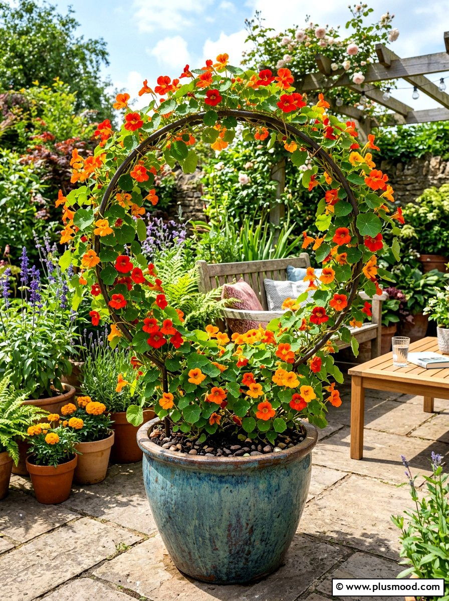 Circular Metal Hoop - 25 summer garden trellis ideas