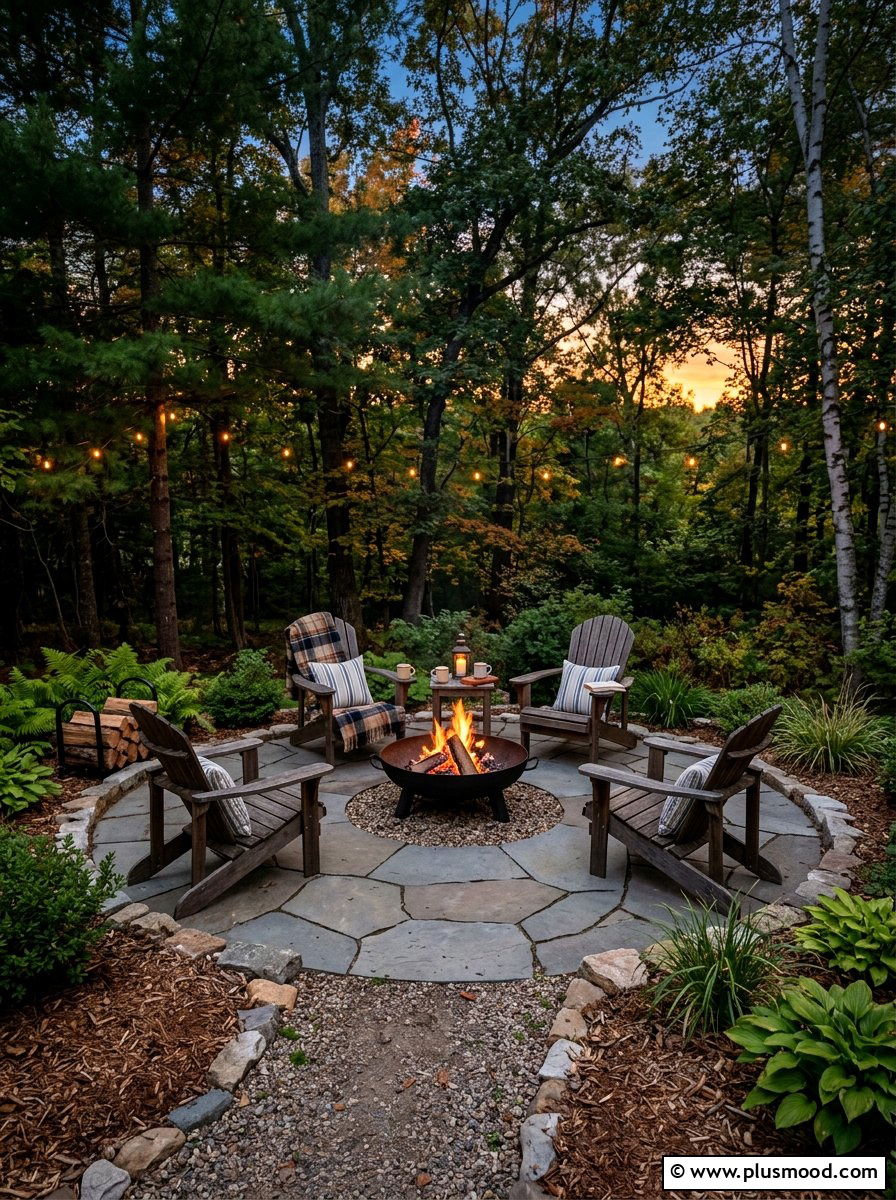 Circular Paver Fire Pit Area - 25 small backyard ideas with pavers