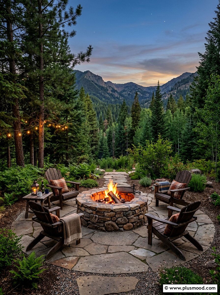 Circular Stone Fire Pit - 25 small backyard ideas for no grass yards