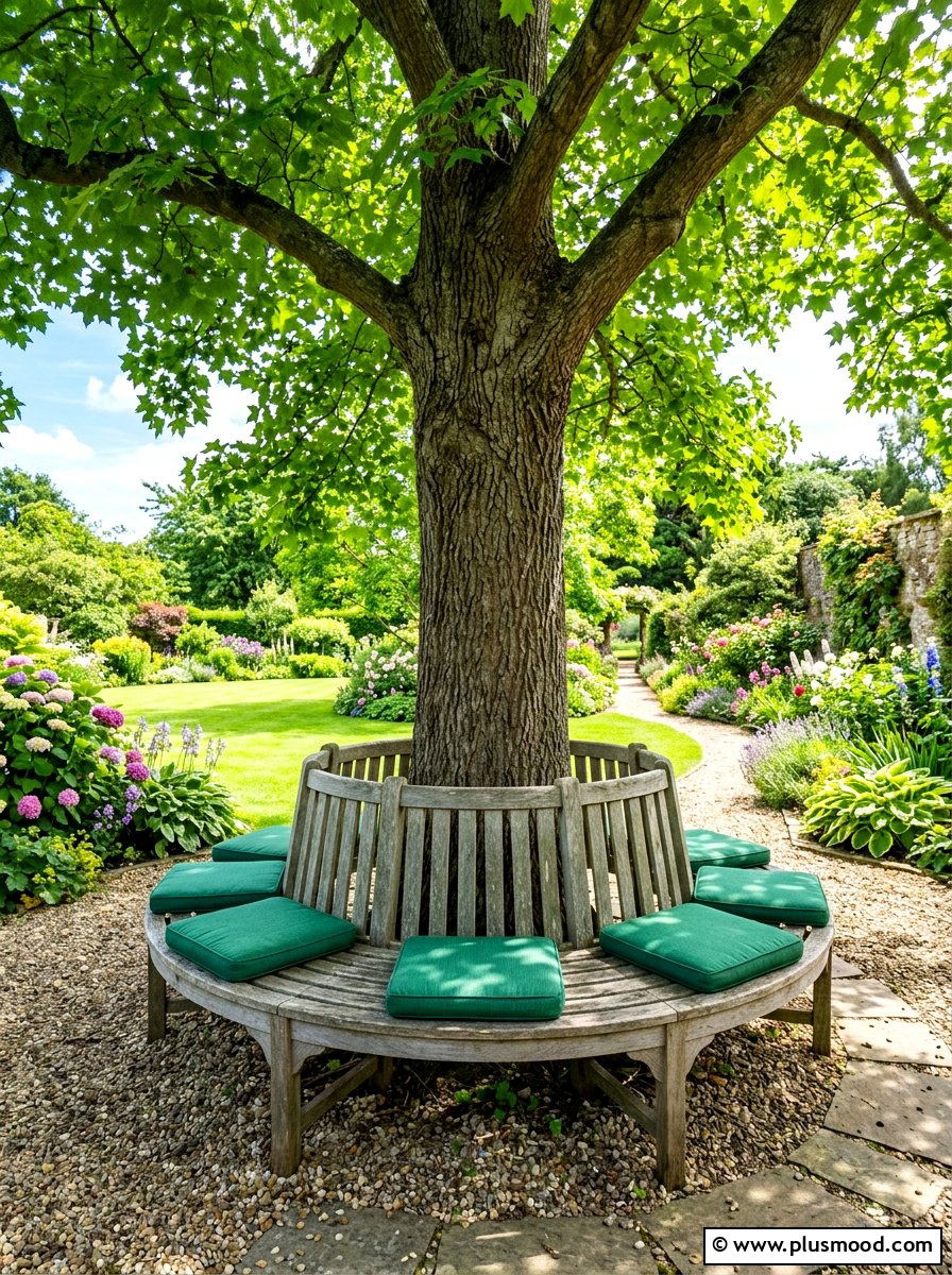 Circular Tree Bench - 25 summer backyard reading nook ideas