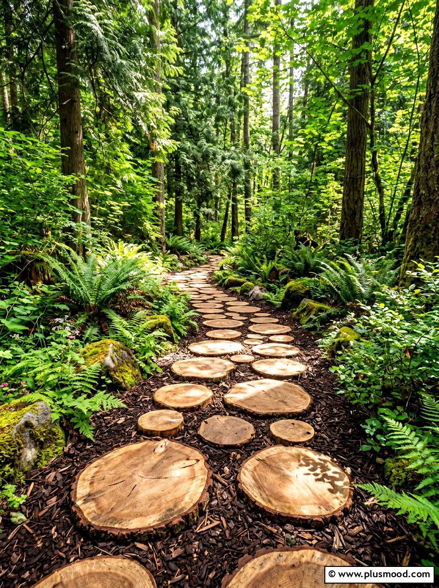 Circular Wood Slice Path - 25 summer garden pathway ideas