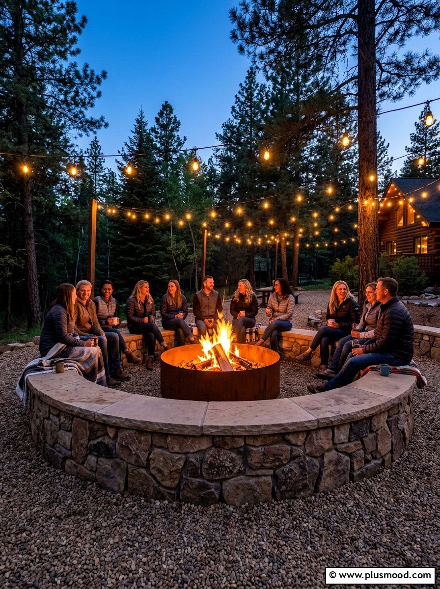Circular fire pit wall - 25 small backyard ideas with seating wall