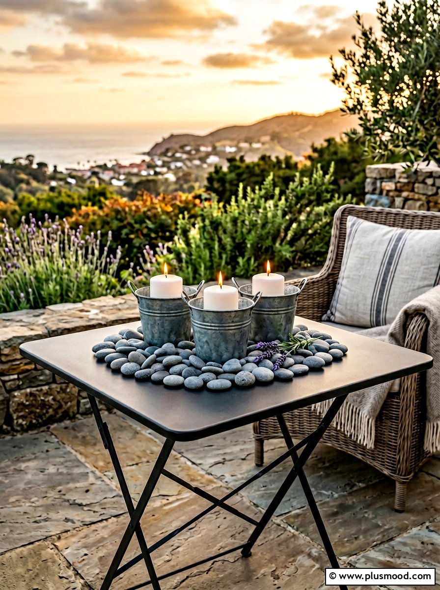 Citronella Candle Arrangement - 25 summer balcony table decor ideas