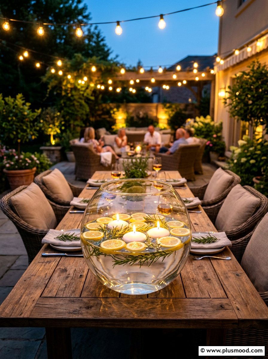 Citronella Floating Candle Bowl - 25 summer citronella decor ideas