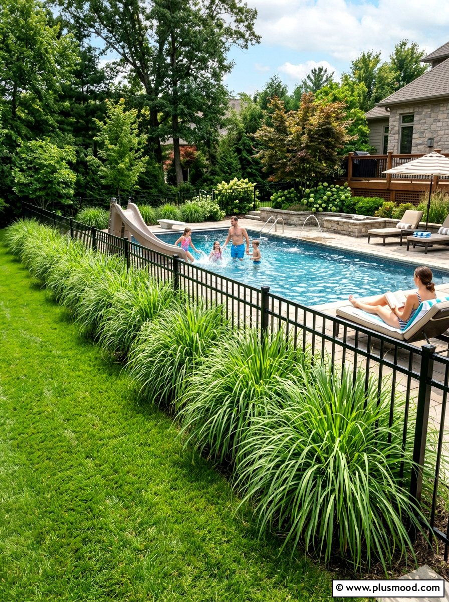 Citronella Grass Pool Perimeter - 25 pool landscaping ideas with herbs