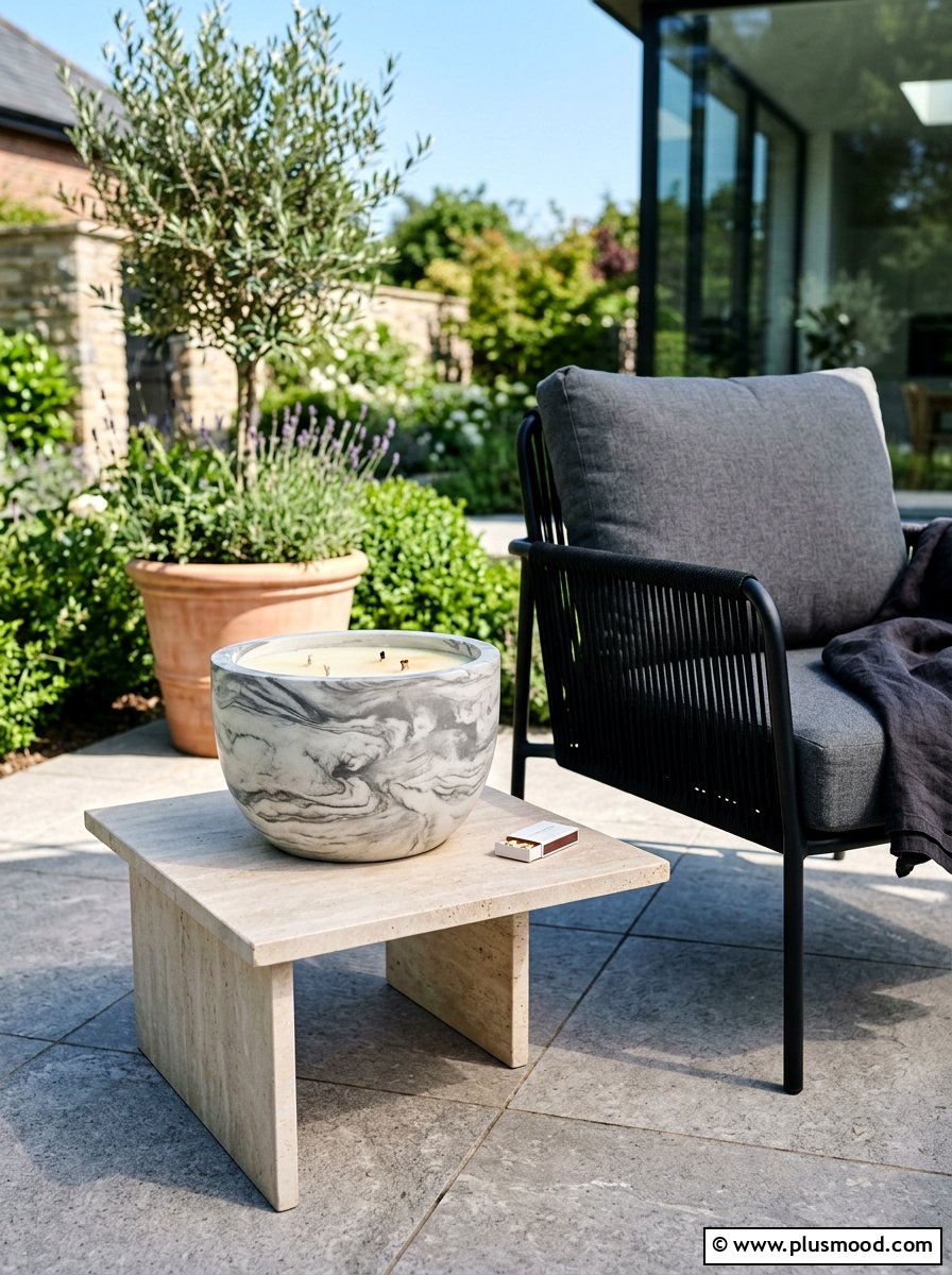 Citronella Marbled Concrete Holder - 25 summer citronella decor ideas