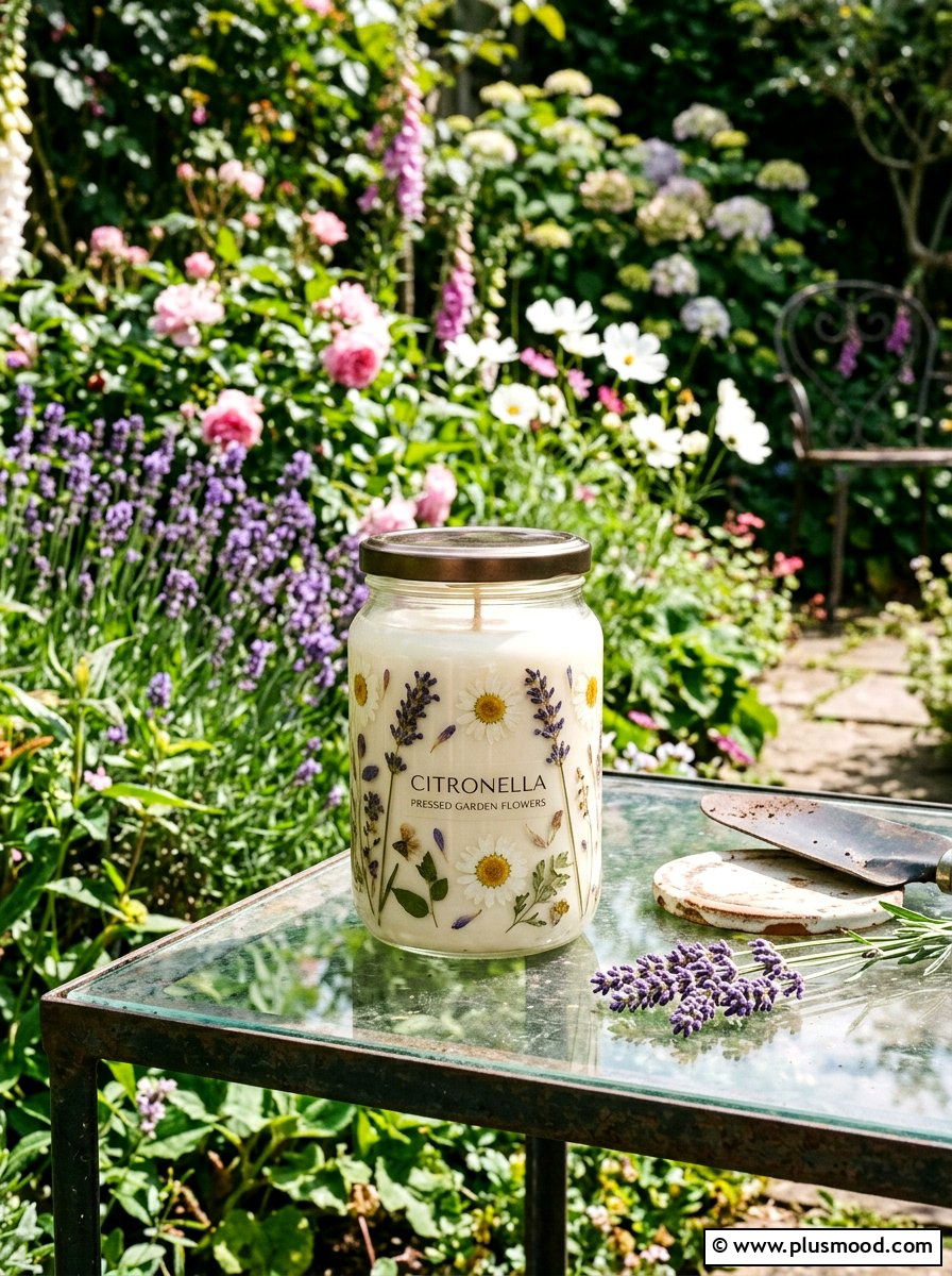 Citronella Pressed Flower Jar - 25 summer citronella decor ideas