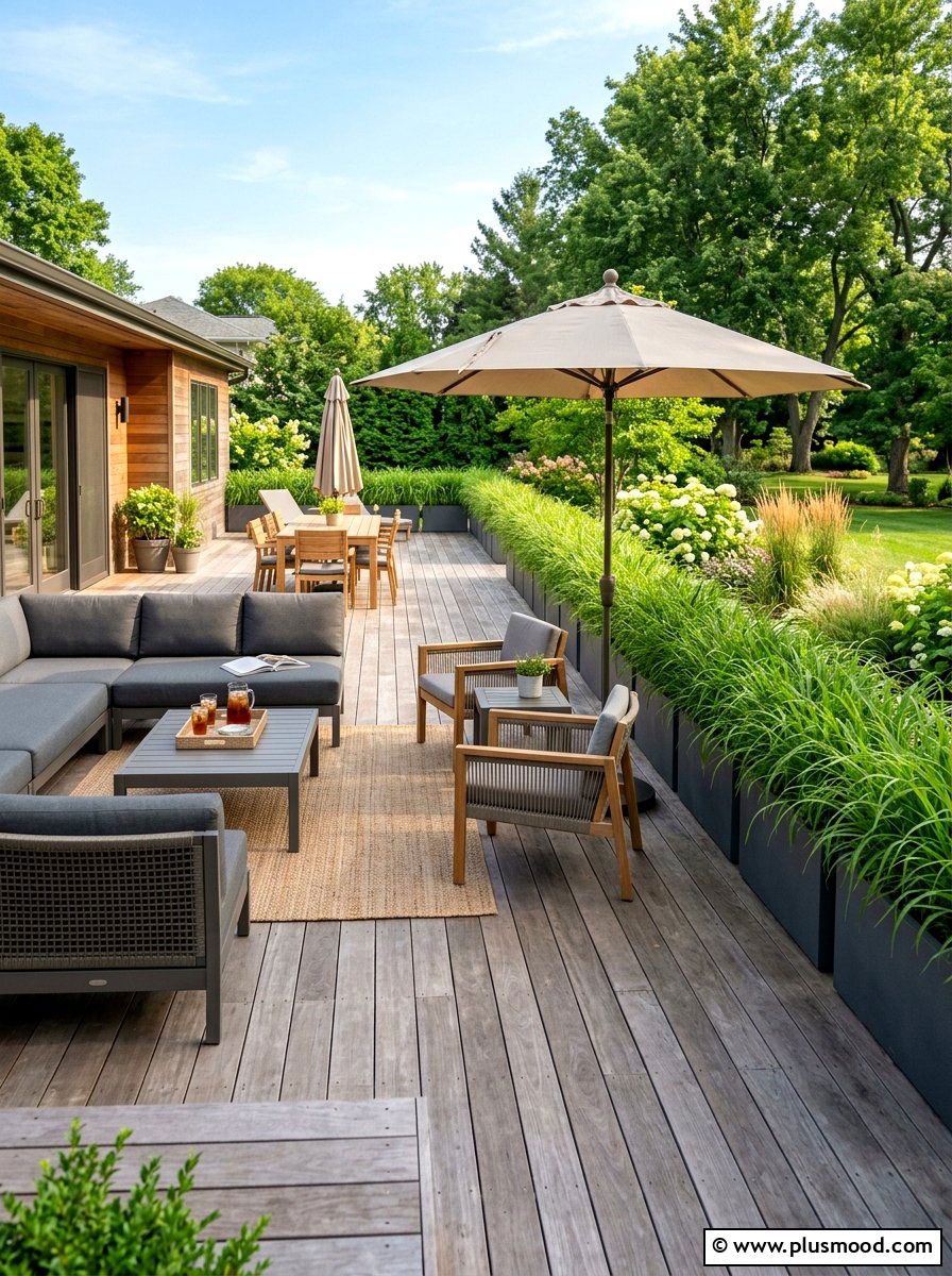 Citronella border for wooden deck - 25 summer patio ideas with citronella plants