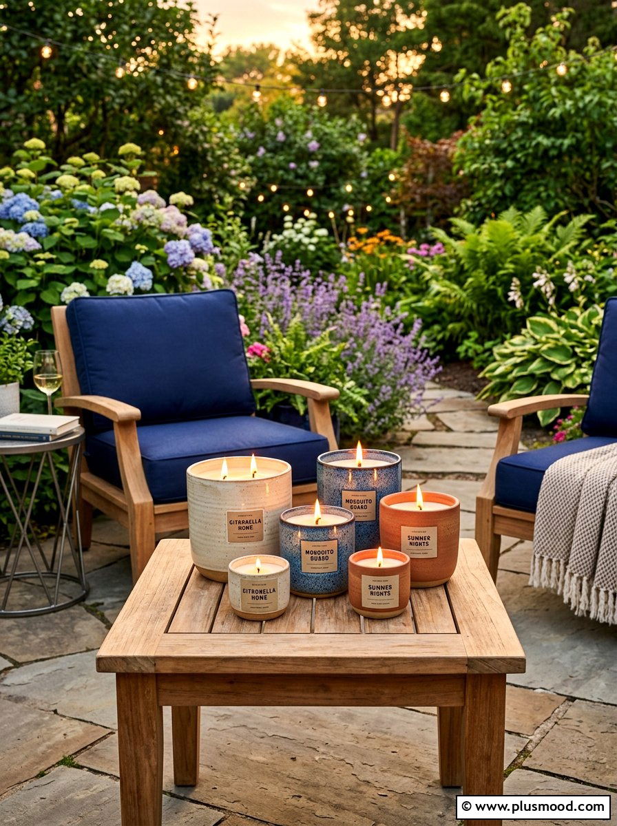 Citronella candle display - 25 summer bonfire party ideas