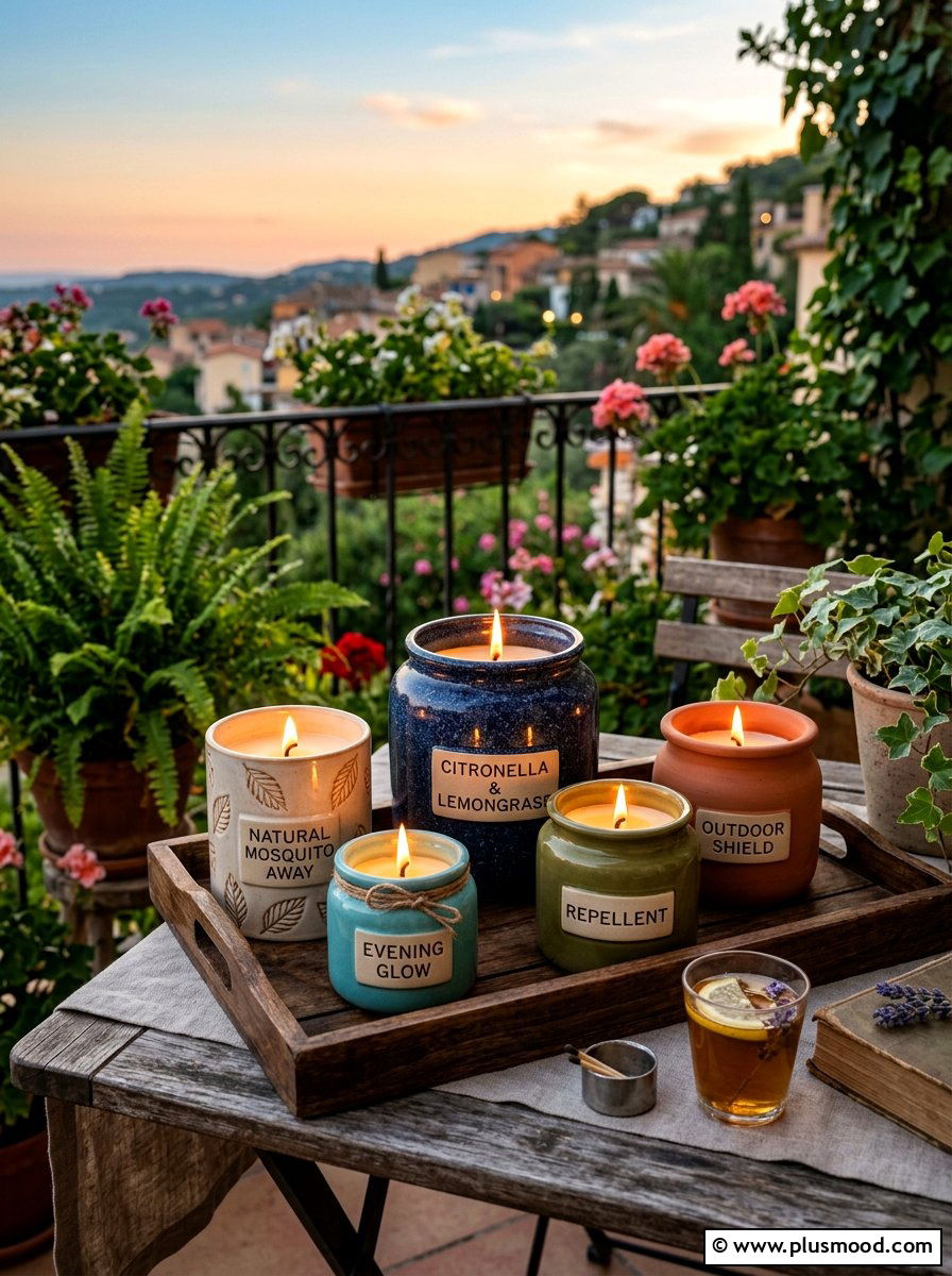 Citronella candle display - 25 late summer balcony ideas