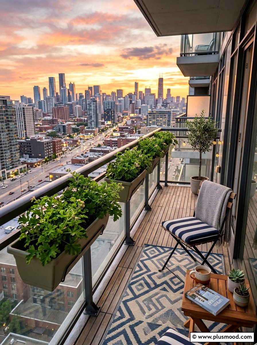 Citronella plants on balcony railing - 25 summer patio ideas with citronella plants
