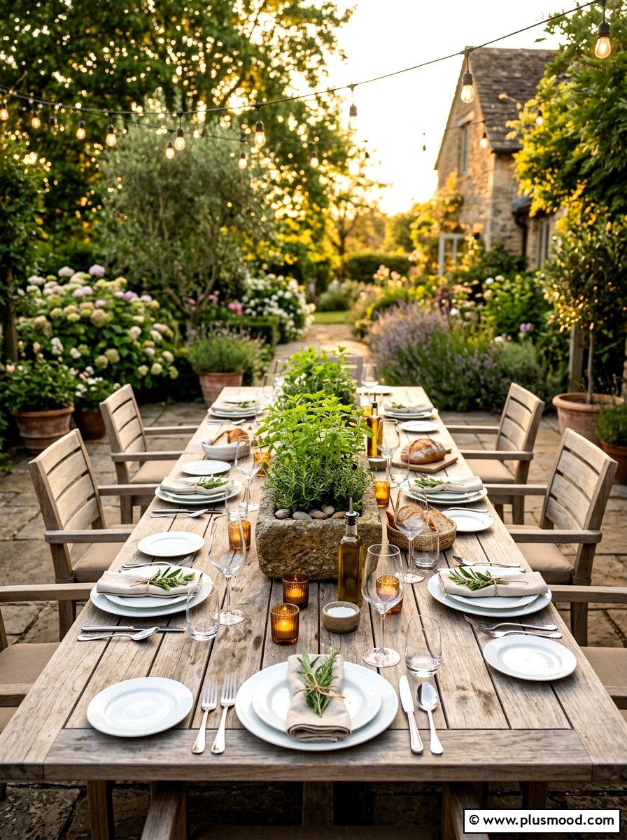 Citronella table centerpiece for outdoor dining - 25 summer patio ideas with citronella plants