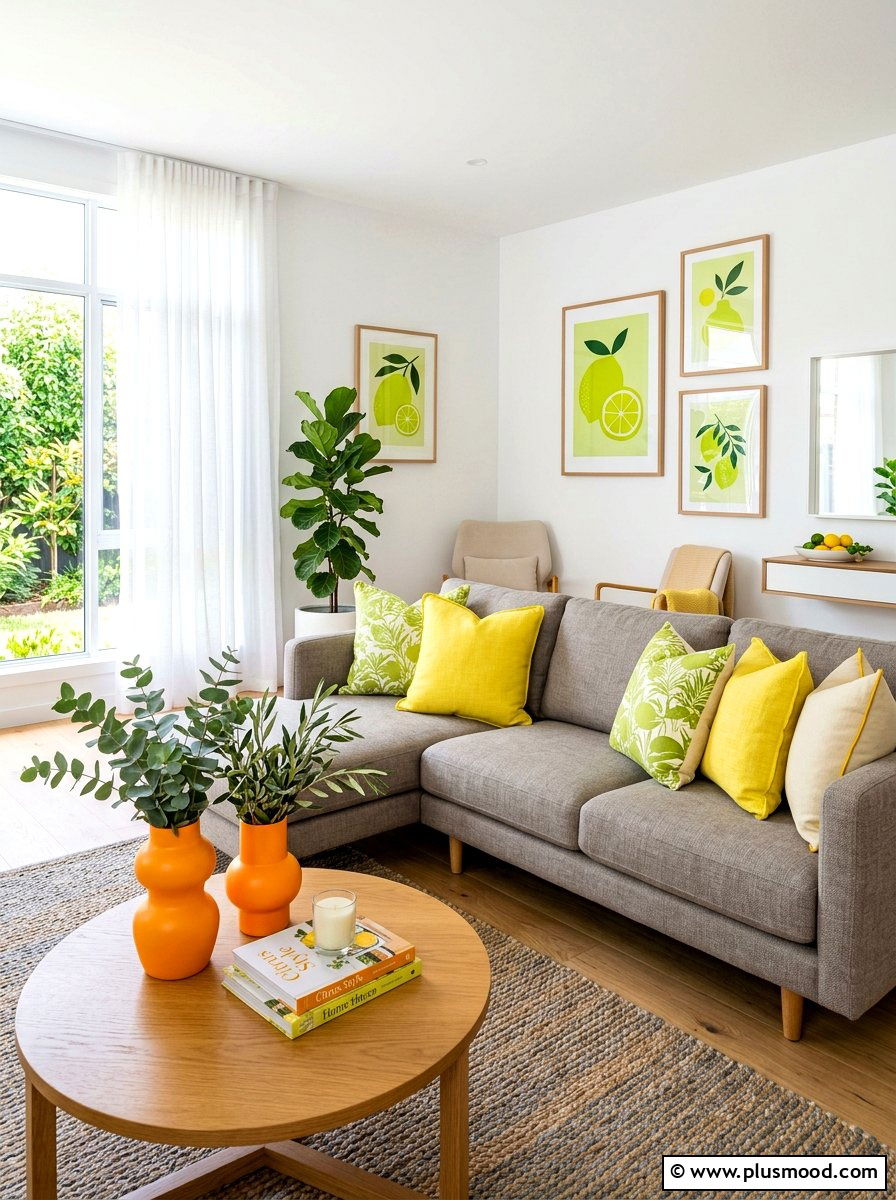 Citrus Accent Living Room - 25 summer refreshing living room ideas