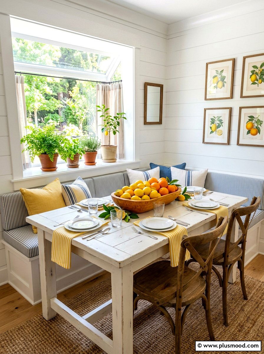 Citrus Breakfast Nook - 25 summer breakfast nook decor ideas