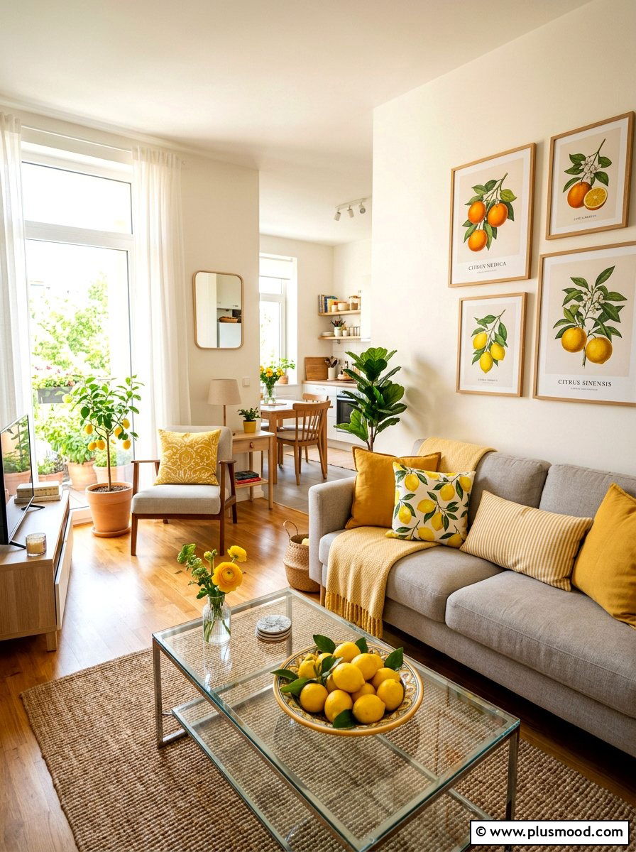 Citrus Decor Theme - 25 summer decor ideas for small apartments living room