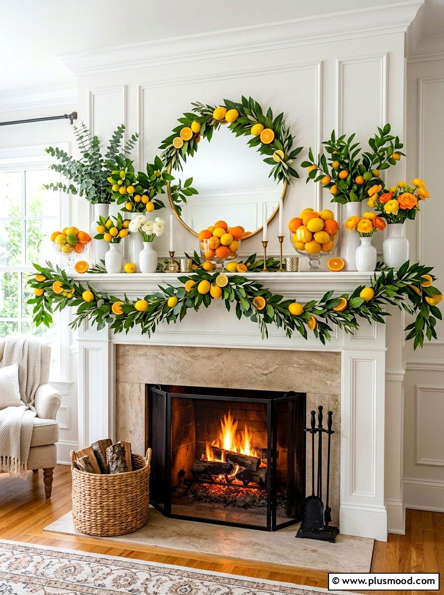 Citrus Fireplace Decor - 25 summer mantel ideas for living room