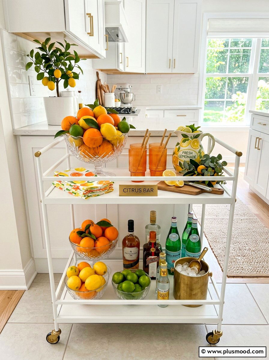 Citrus Fruit Bar Cart - 25 summer bar cart styling ideas for summer
