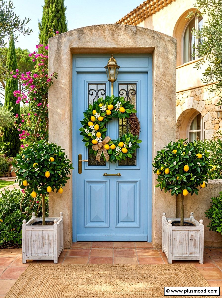 Citrus Fruit Summer Door Wreath - 25 summer door decor ideas for summer