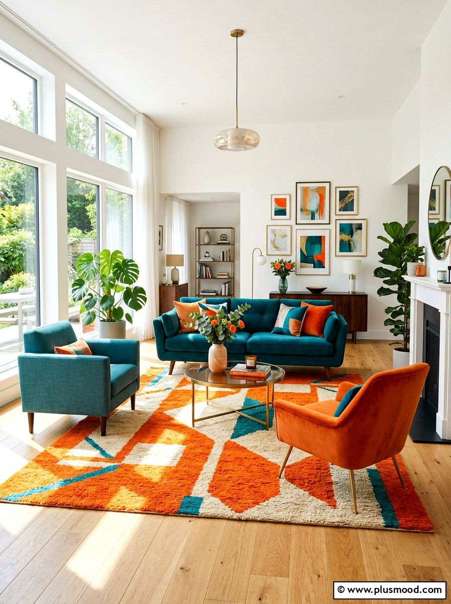 Citrus Orange Rug - 25 summer rug ideas for living room