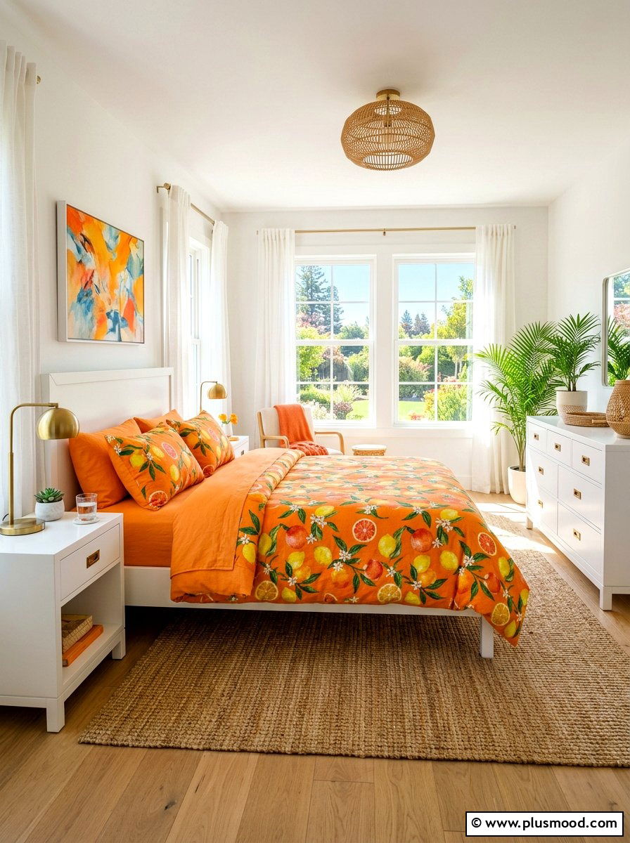 Citrus Orange Summer Bedding - 25 summer bedding color ideas