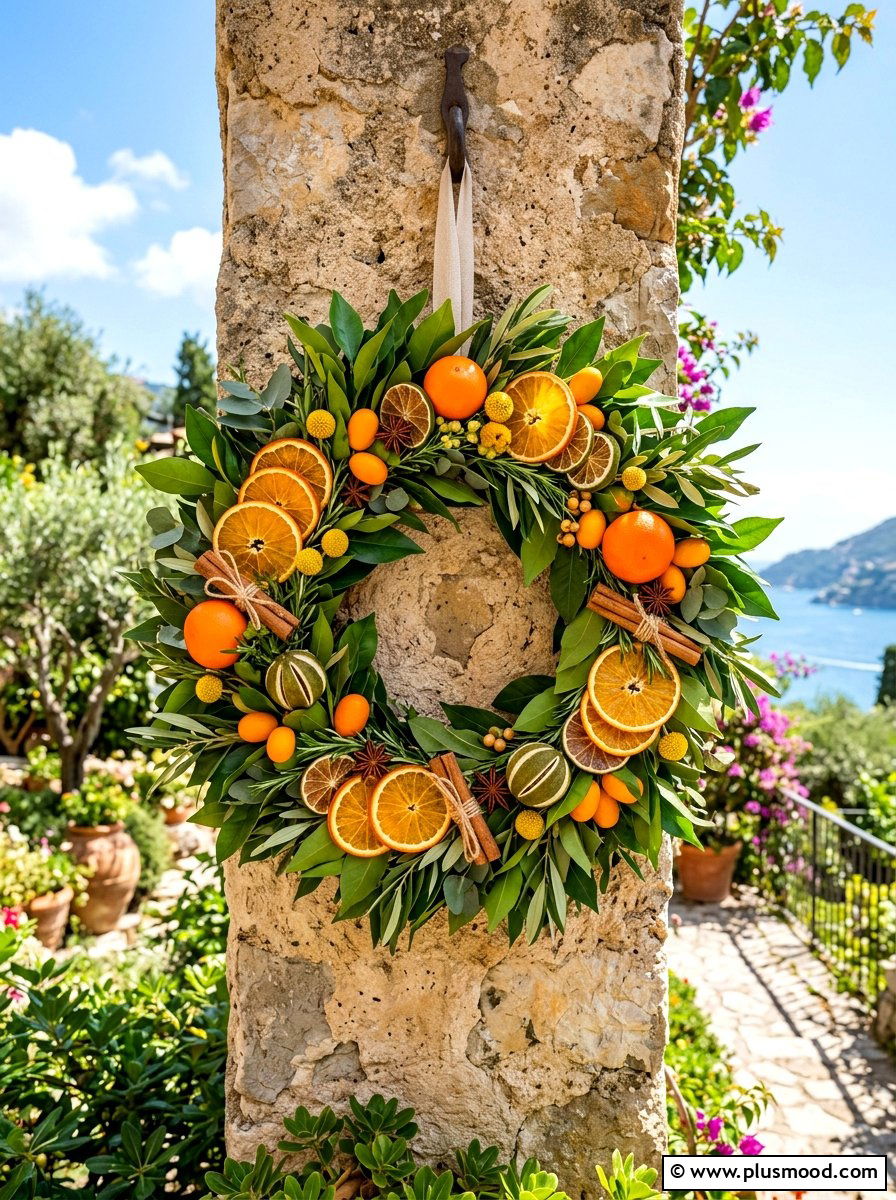 Citrus Orange Wreath - 25 summer wreath ideas for front door