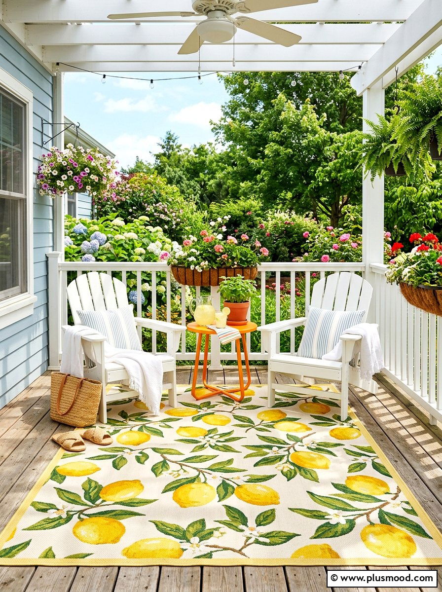 Citrus Pattern Rug - 25 summer porch rug ideas