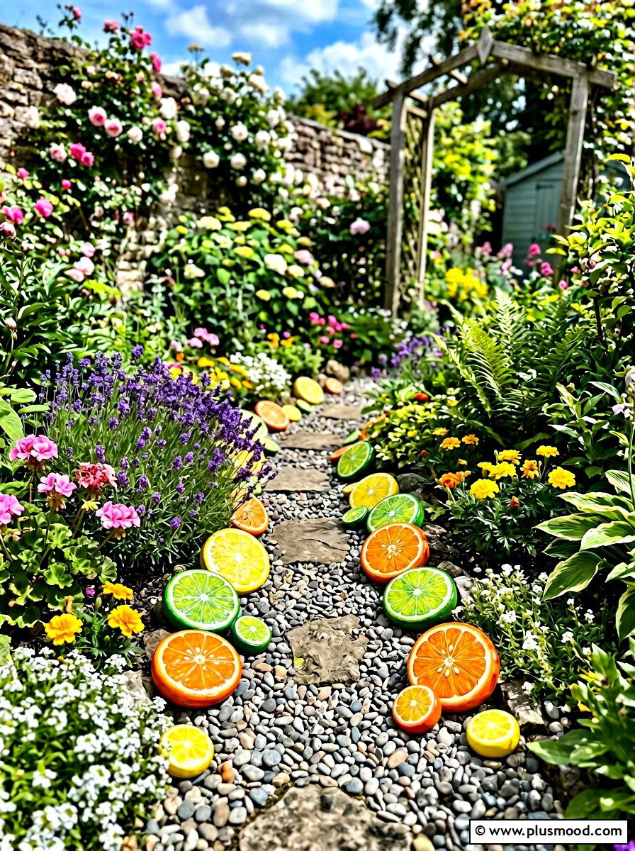 Citrus Slices Painted Stones - 25 painted rock ideas with food art