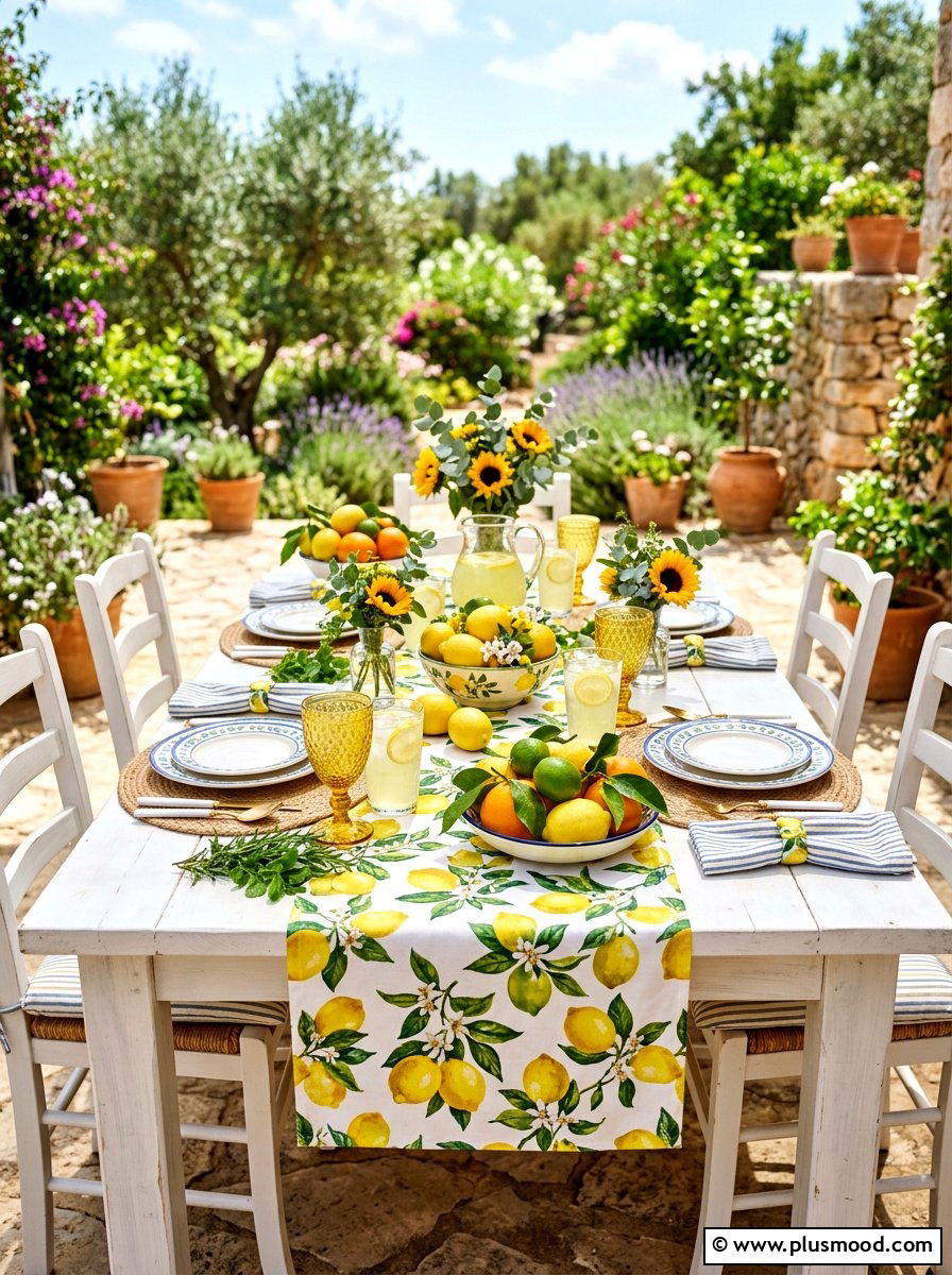 Citrus Table Runner - 25 summer patio dining decor ideas