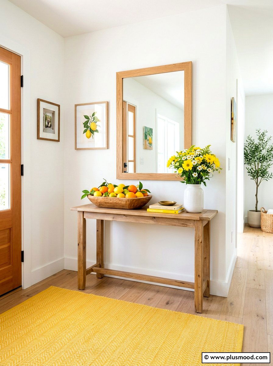 Citrus Theme Console Arrangement - 25 summer seasonal entry decor ideas