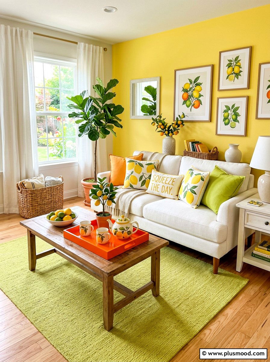 Citrus Theme Living Room - 25 bright summer living room ideas