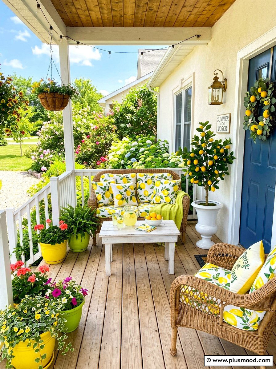Citrus Theme Porch - 25 summer colorful front porch ideas
