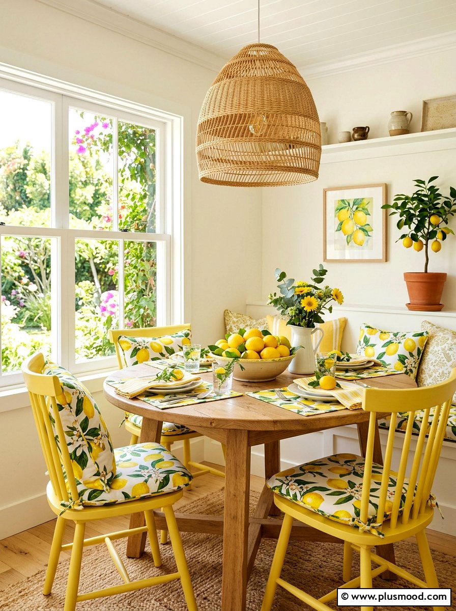 Citrus Themed Breakfast Nook - 25 summer decor ideas for open concept homes