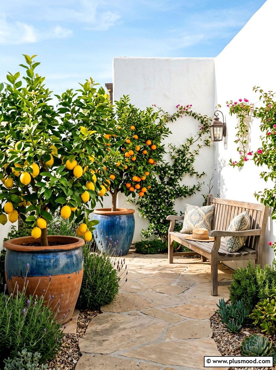 Citrus Tree Accents - 25 summer Mediterranean patio ideas