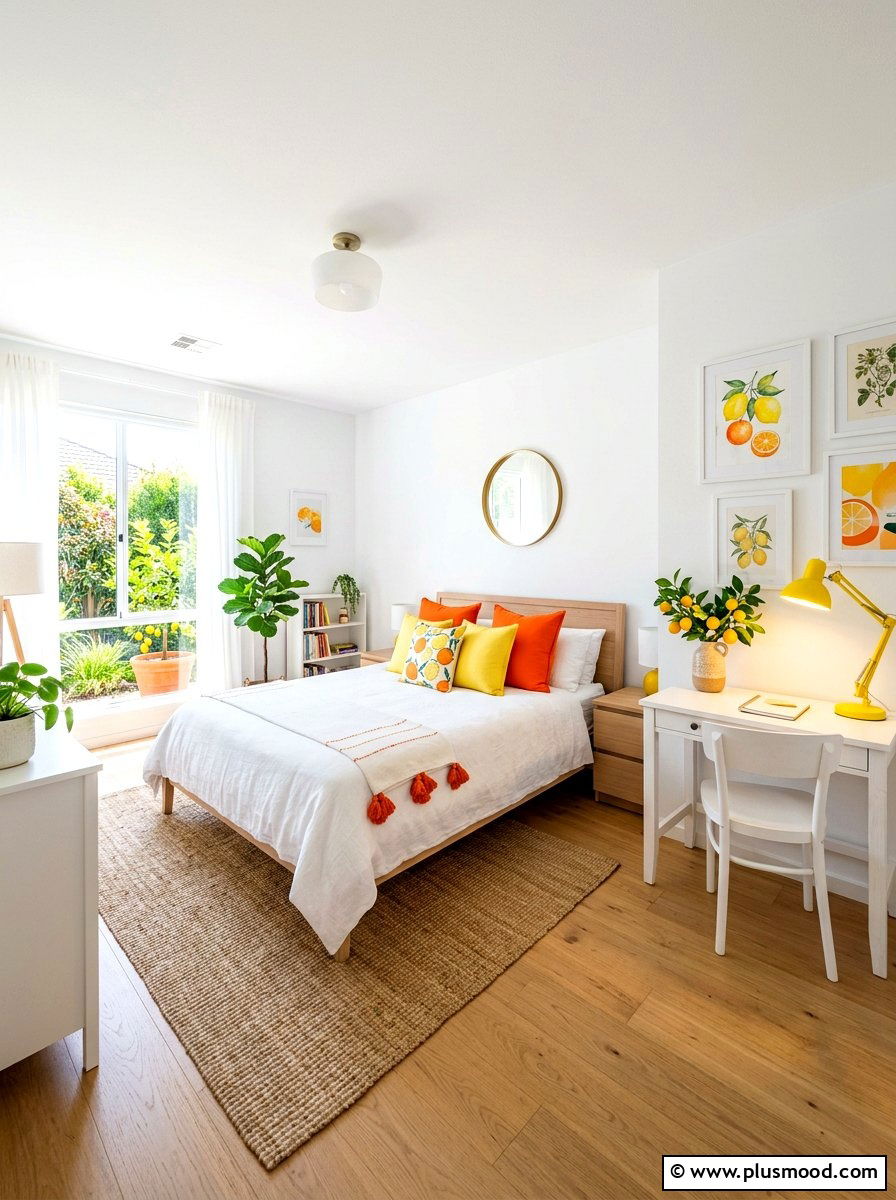 Citrus Zest Bedroom - 25 small summer bedroom ideas