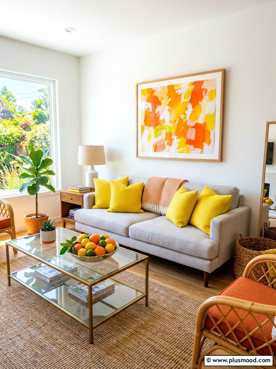 Citrus living room - 25 small summer living room ideas