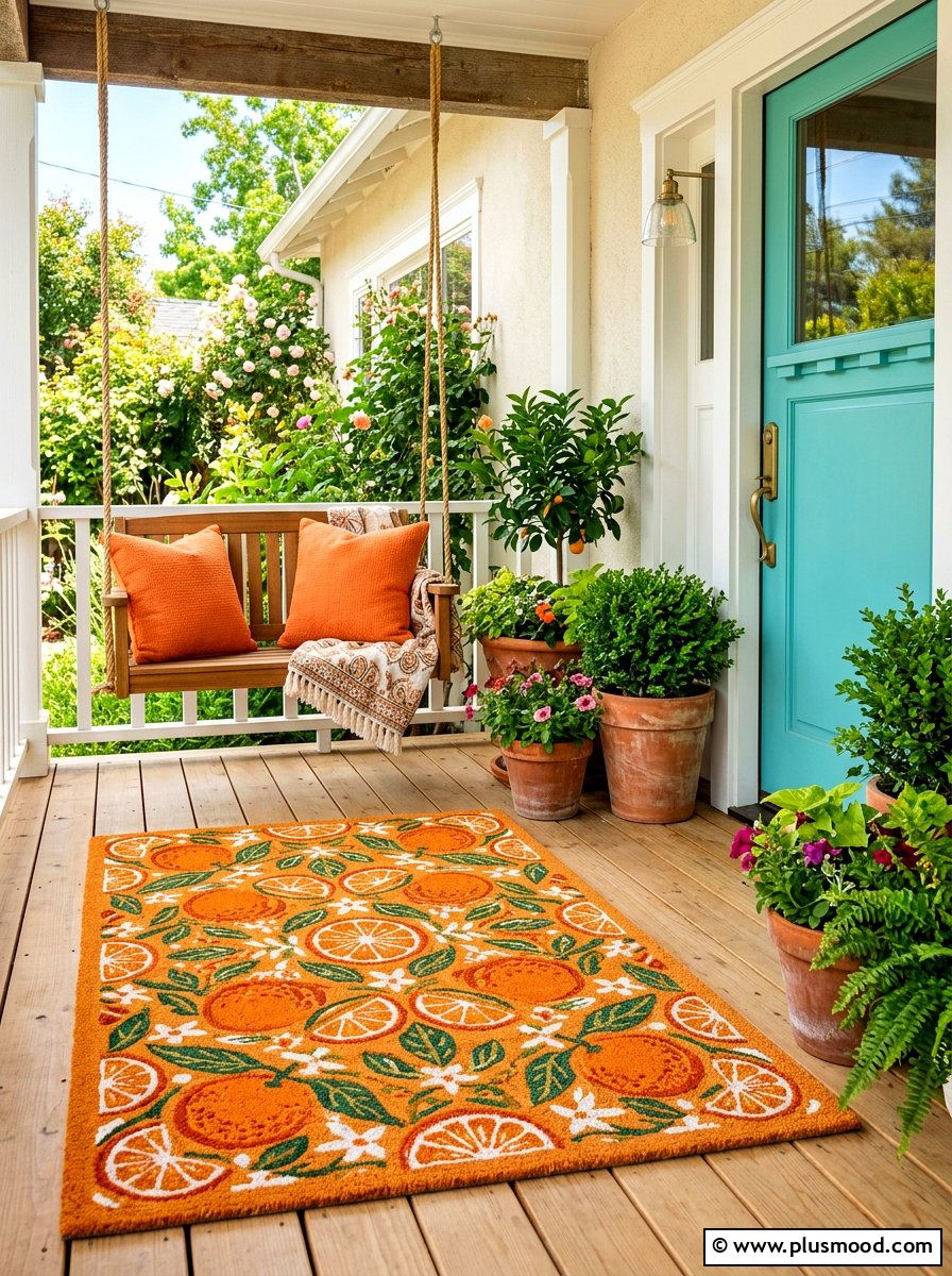 Citrus orange mat - 25 summer welcome mat ideas for summer