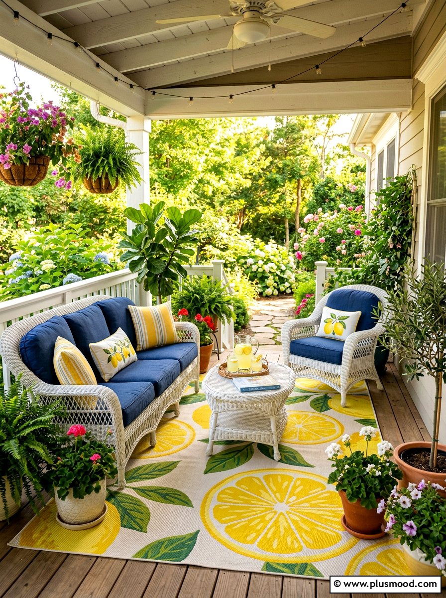 Citrus porch rug - 25 summer citrus home decor ideas
