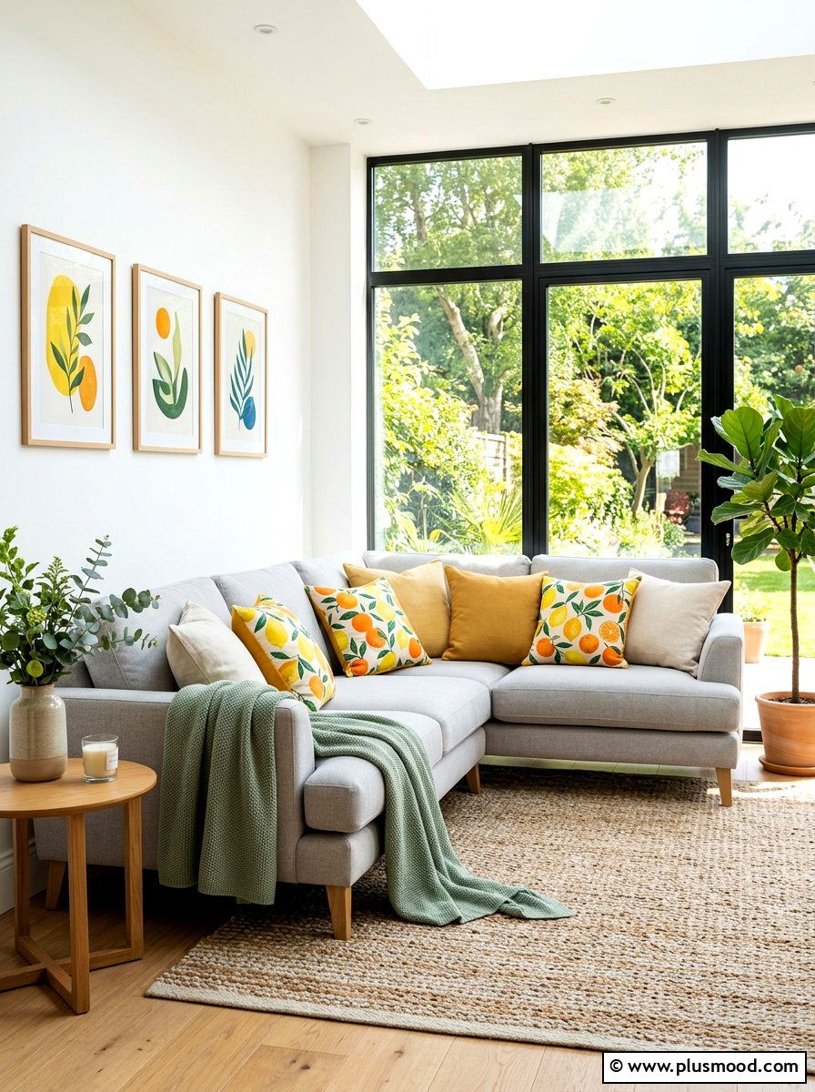 Citrus print throw pillows - 25 summer citrus home decor ideas
