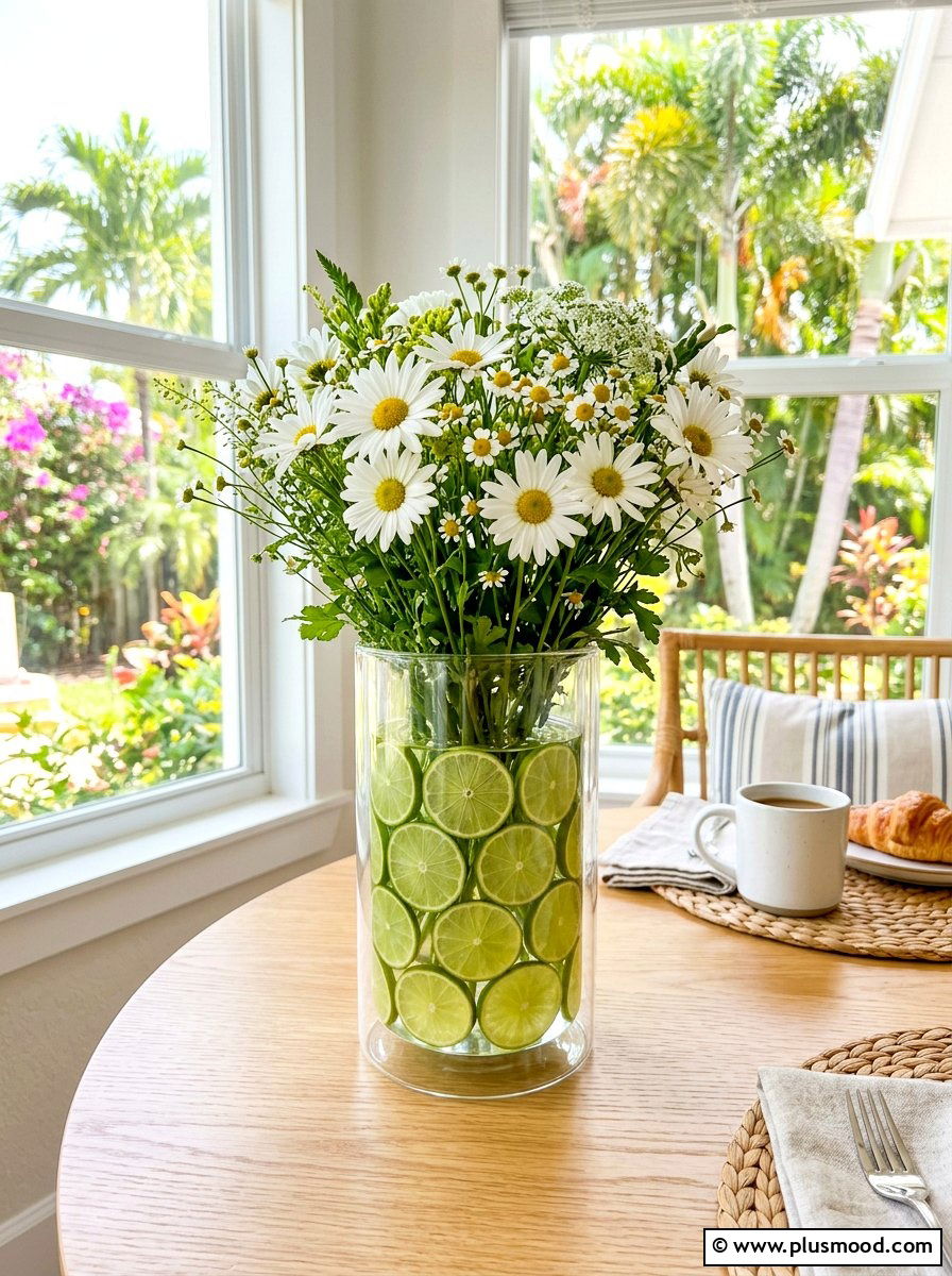 Citrus slice glass vase - 25 summer kitchen centerpiece ideas