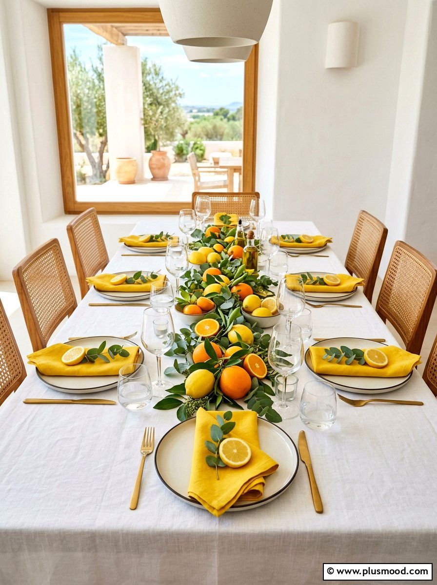 Citrus table setting - 25 late summer party decor ideas
