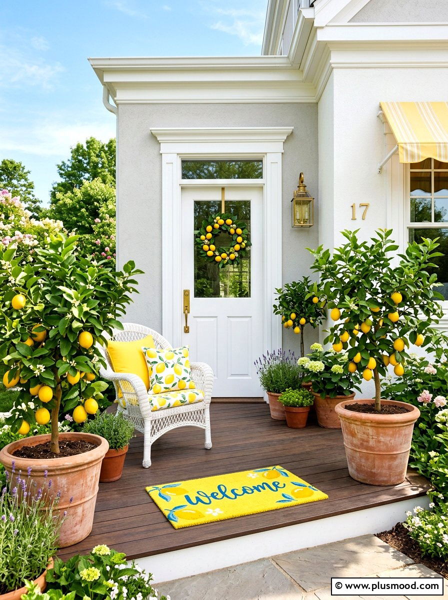 Citrus theme front entry - 25 summer elegant front porch ideas