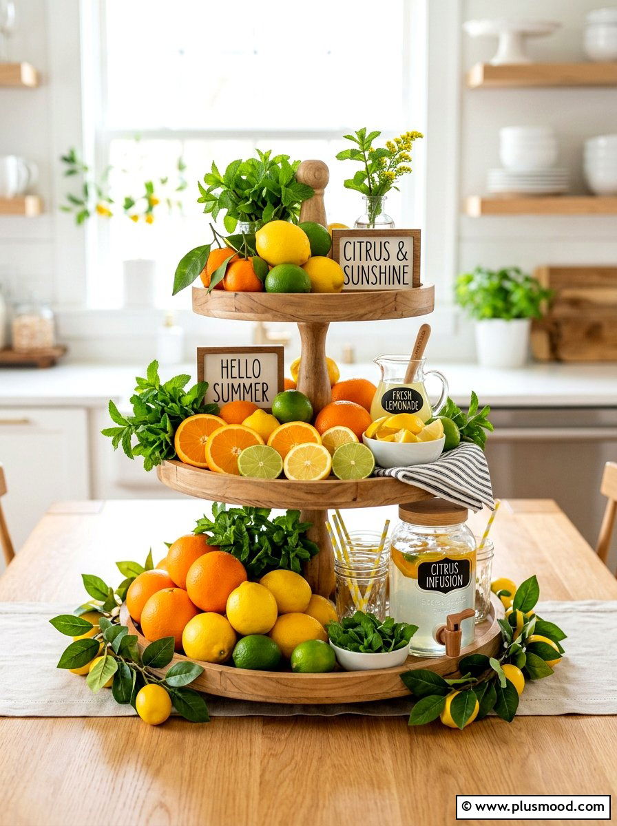 Citrus tray decor - 25 summer tray decor ideas for living room