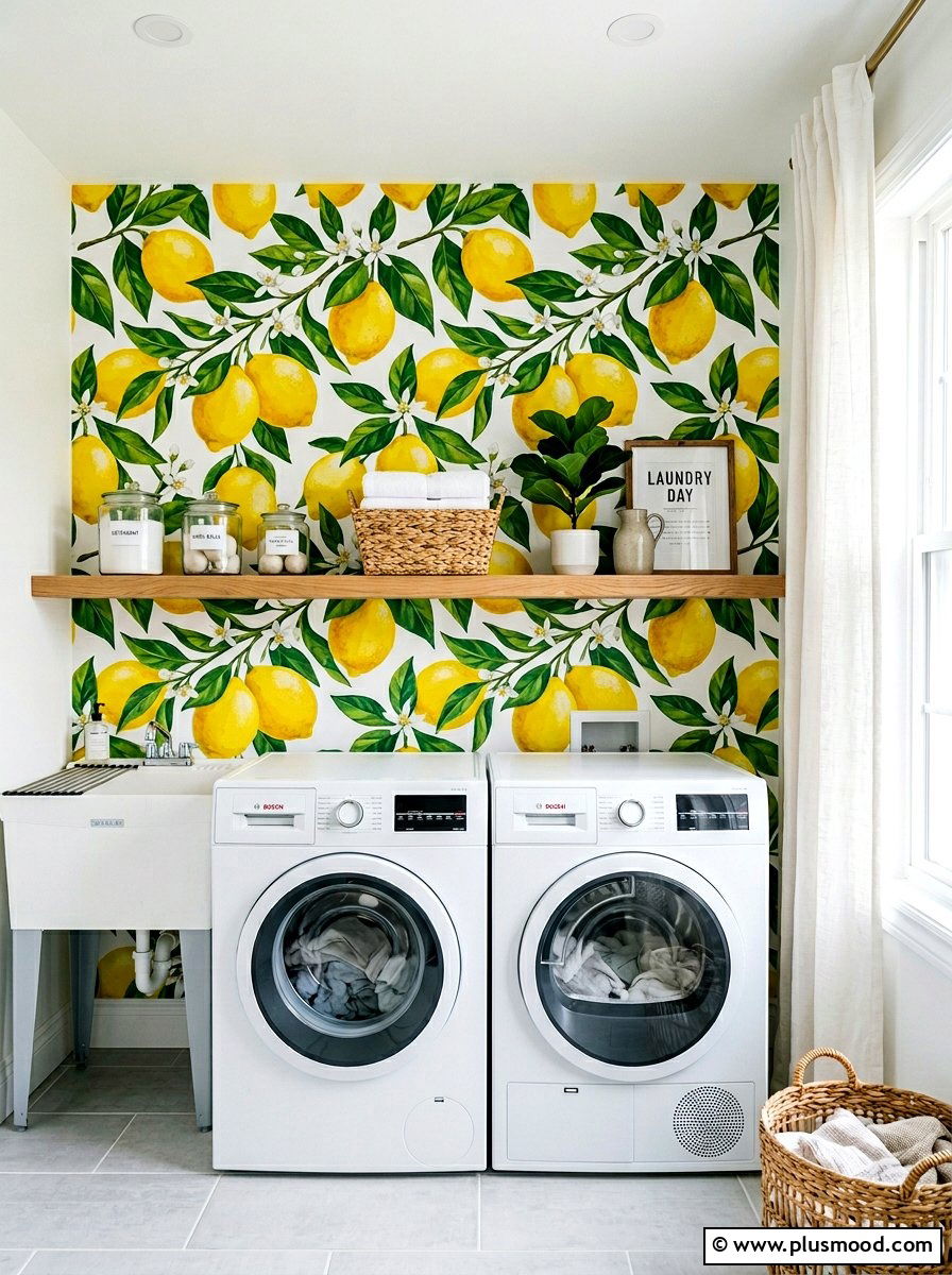 Citrus wallpaper accent wall - 25 summer citrus home decor ideas