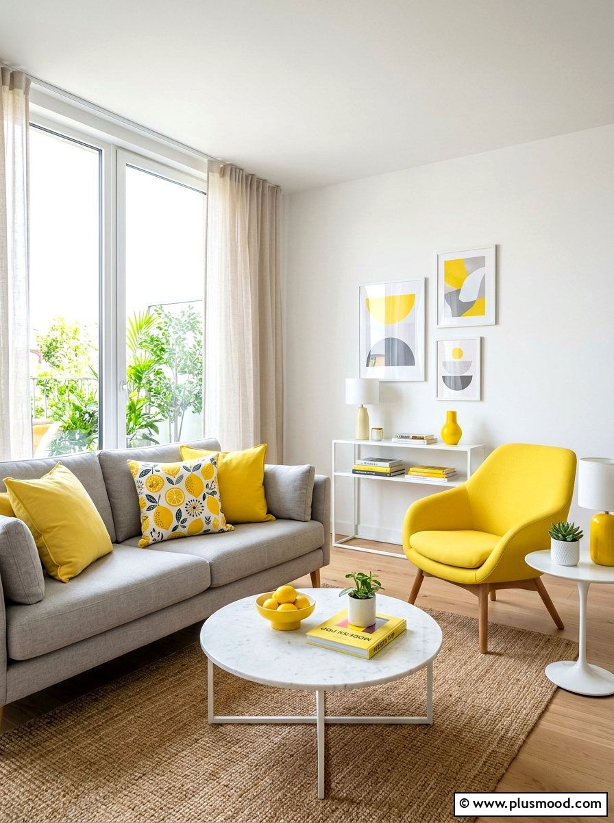 Citrus yellow accent lounge - 25 summer modern summer decor ideas