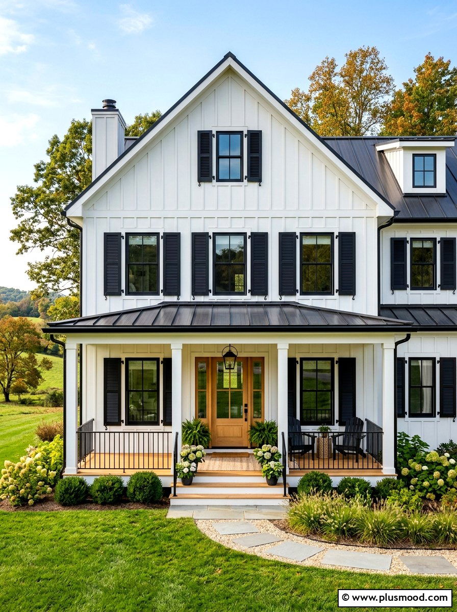 Classic Black Shutters Modern Farmhouse - 25 summer shutters color ideas