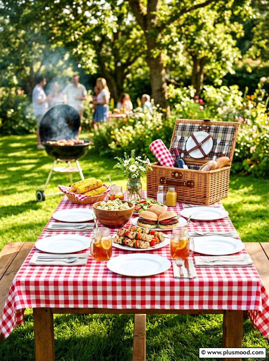 Classic Gingham Check Table - 25 summer place setting ideas for summer