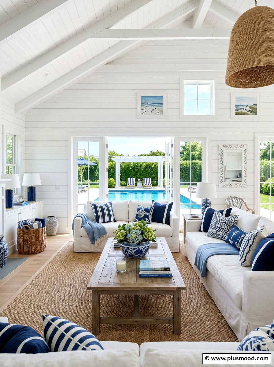 Classic Hamptons Style Pool House - 25 summer pool house decor ideas