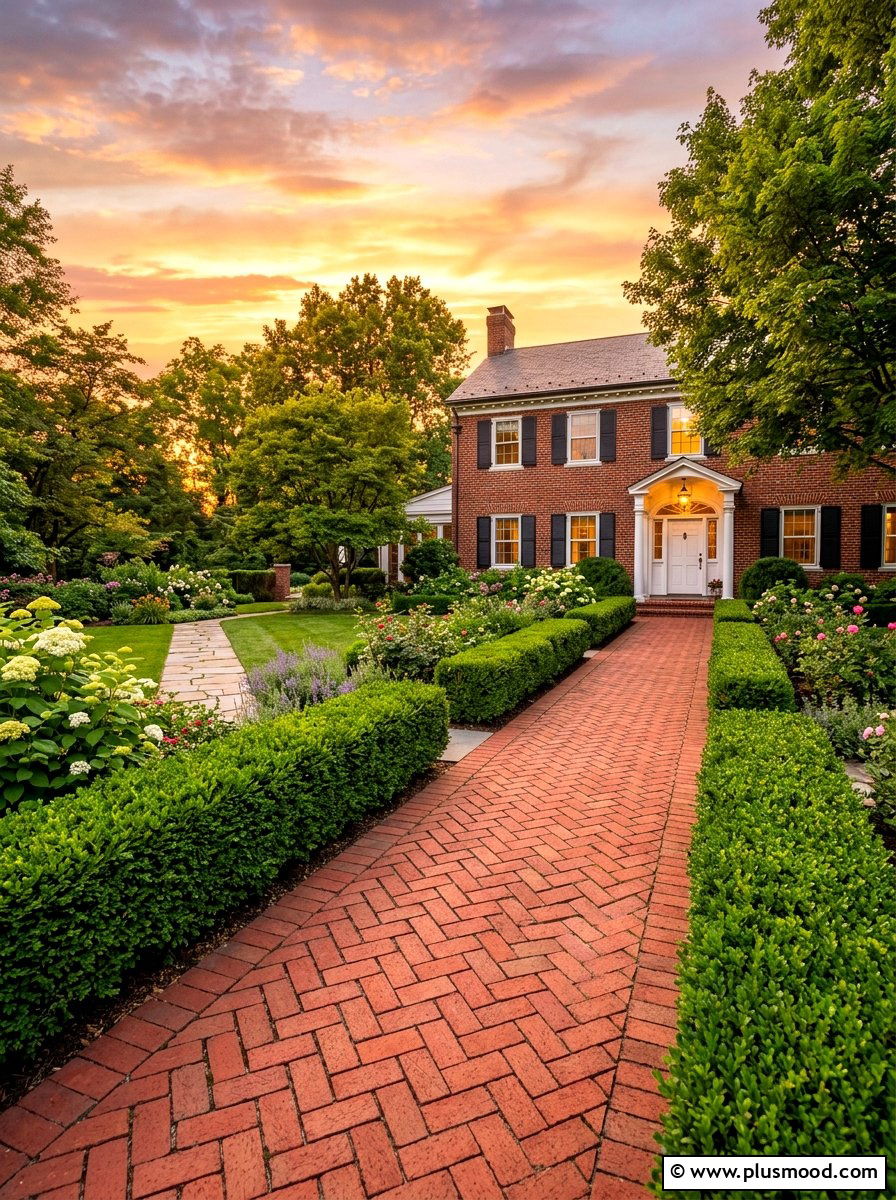Classic Red Brick - 25 summer walkway ideas for front yard