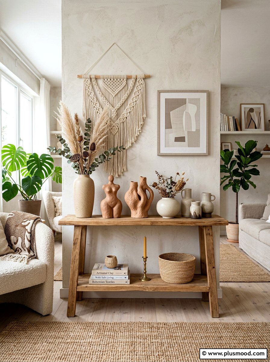 Clay sculptures - 25 boho summer living room ideas
