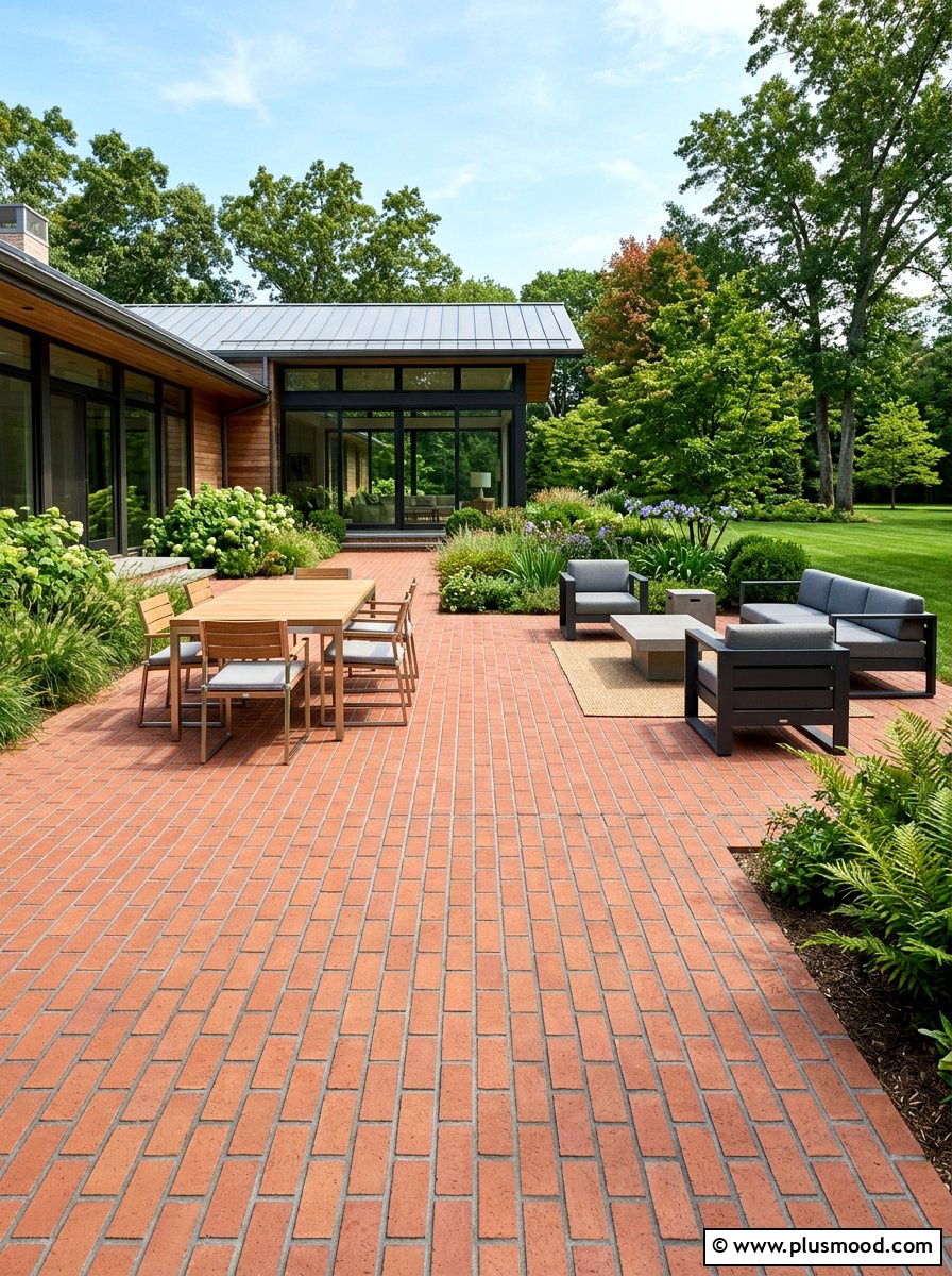 Clean Line Brick Patio - 25 small backyard ideas with brick patio